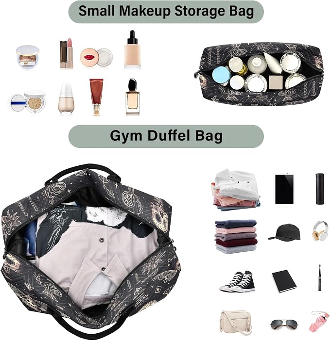 Butterfly Skull Head Travel Duffle Bag Gym Yoga Carry on Bags for Men Women Weekender Bag - Image 4