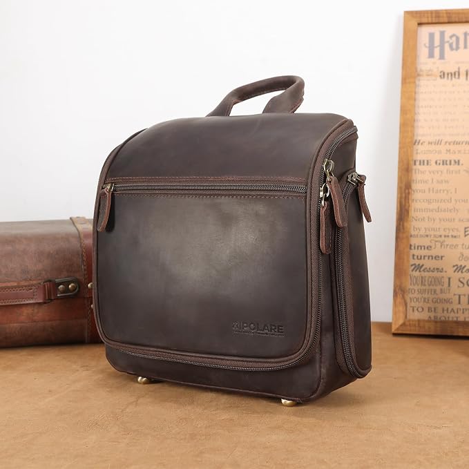 Polare Full Grain Leather Toiletry Bag Travel Hanging Organizer Case Shaving Kit Wash Bag Makeup Cosmetic Dopp Kit with YKK Zippers - Image 6