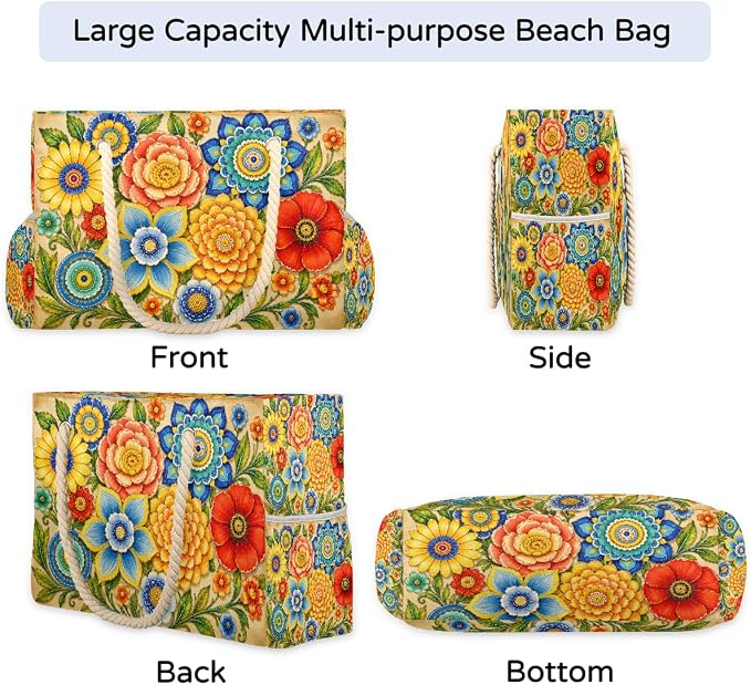 Large Beach Bag with Zipper Beach Bags for Women Water Resistant Swim Pool Bag - Image 6