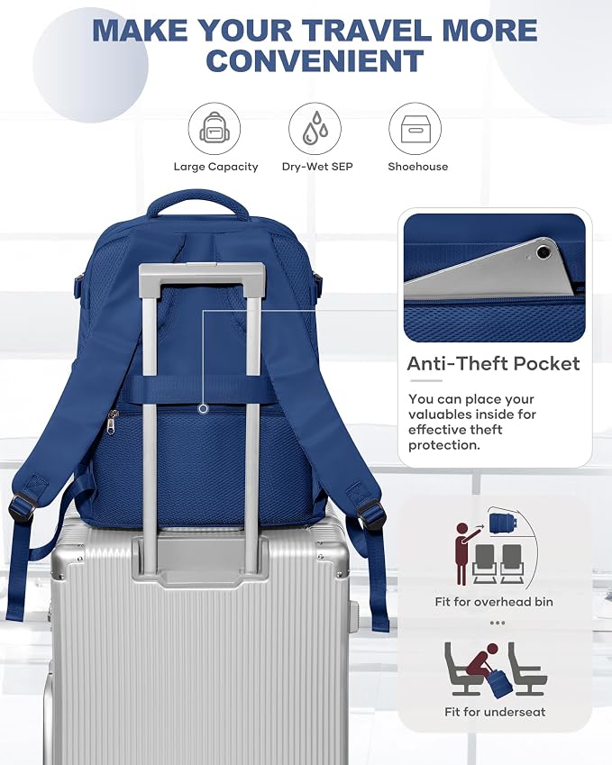 coowoz Travel Backpack Carry On for Women Man Gym Backpacks with Laptop Compartment Mochila de Viaje Teacher Personal Item Backpack Airplane Accessories Must Haves Royal Blue Small - Image 6