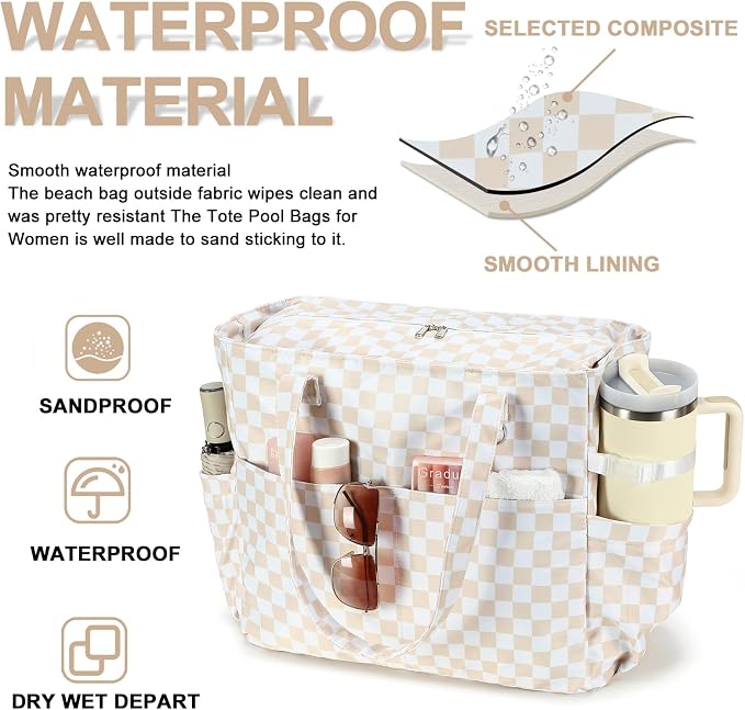 Bluboon Waterproof Beach Tote Pool Bags for Women Ladies Extra Large Carry On Bag With Wet Compartment for Weekender Travel - Image 3