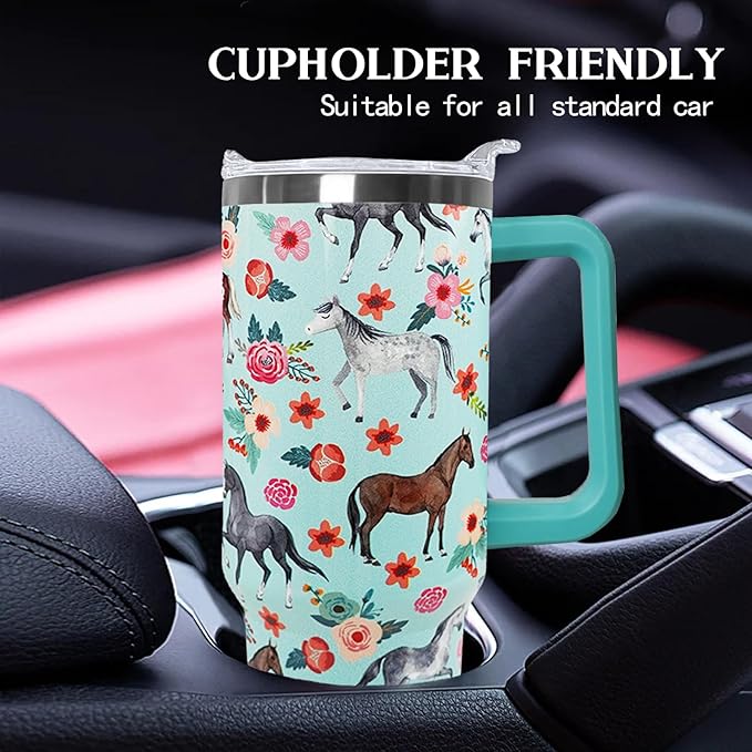 30 oz Horse Stainless Steel Tumbler with lid and Straw Coffee Travel Mug Cup Water Botter,Horse Gifts for Women