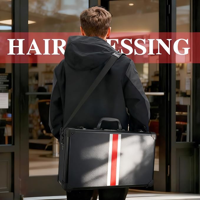 Large Barber Carrying Case, Hairdresser Tool Box Organizer Traveling Case, Portable Travel Barber Suitcase for Hair Stylist Pet Groomer Beauty Salon Makeup Artist - Image 7