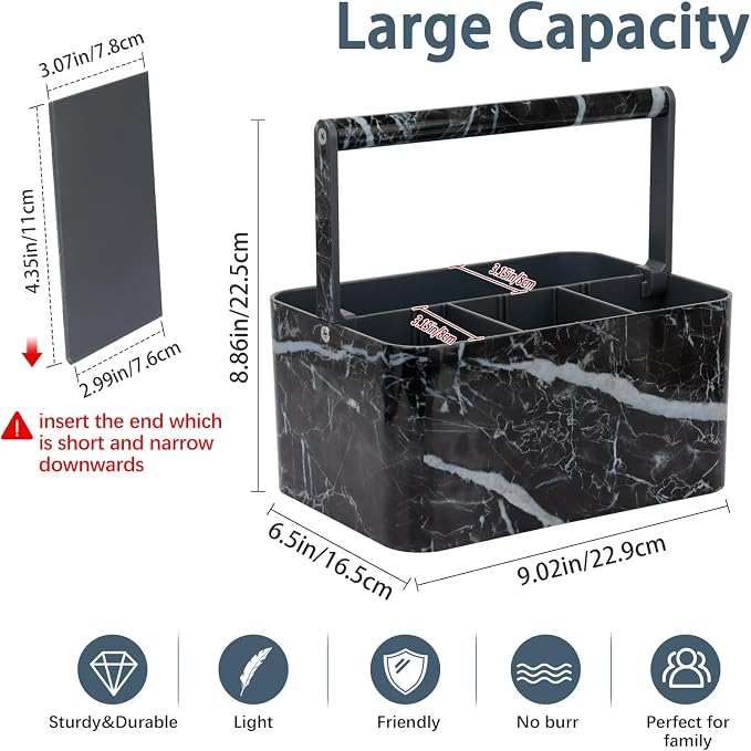 BYUNER Plastic Shower Caddy Dorm: Portable Bathroom Caddy Organizer for College with Handle and Adjustable Divider, Utility Hard Shower Basket Bin Tote for Toiletry,Shampoo,Soap,Cleaning Product - Image 6