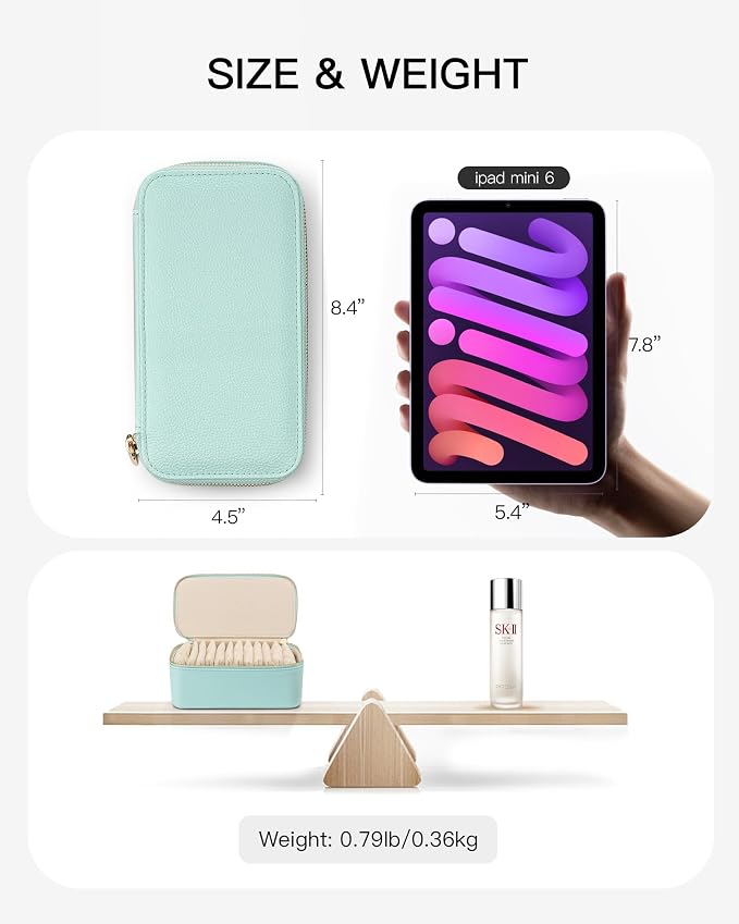 VLANDO Travel Jewelry Organizer with 12 Velvet Jewelry Bags Travel Jewelry Case for Girls Jewelry Storage Necklace Rings Earrings Bags Gifts for Women Daughter Friends(Lake Blue) - Image 7