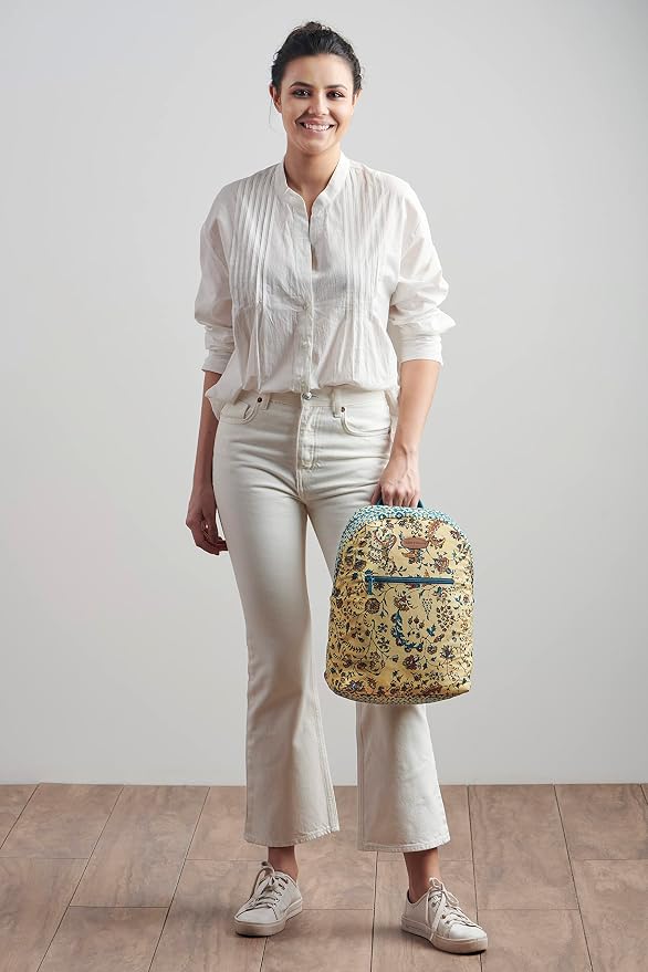 Maison d' Hermine Backpack for Women Men Cotton Shoulder Multipurpose Rucksack with Small Pouch Lightweight Multi Pocket Bag for Travel Work Beach Perfect for Spring Summer (Lakshmi) - Image 8