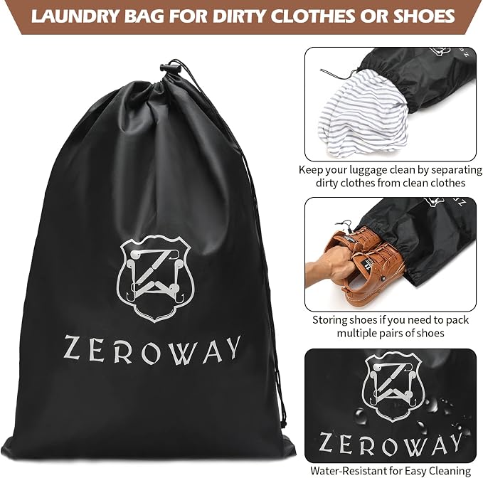 Zeroway PU Leather Travel Duffel Bag with Toiletry Dopp Kit and Laundry Bag, Weekender Overnight bag Luggage Carry-On Bag with Shoe Pouch for Men or Women Brown - Image 4