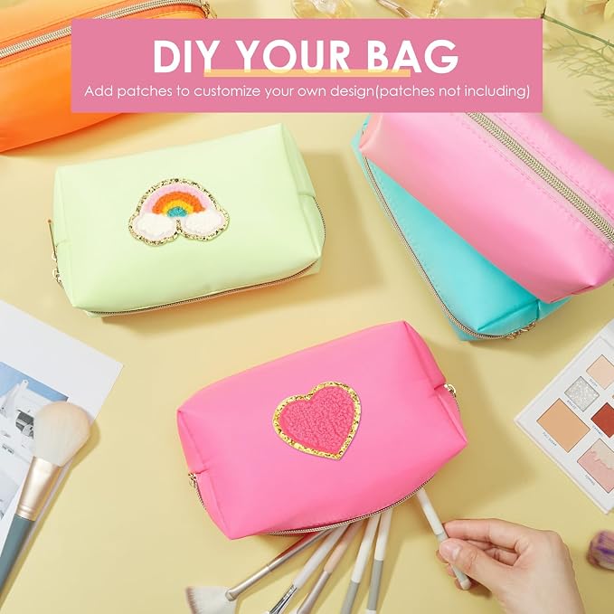 Kigeli 12 Pcs Nylon Makeup Bag Bulk Cosmetic Pouches Preppy Cosmetic Bag for Women Waterproof Travel Zipper Organizer Little Outdoor Accessory Makeup(Nylon, Foam,Neon Color) - Image 3