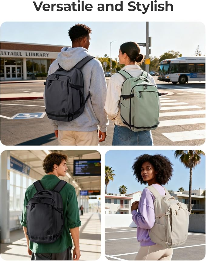 BAGSMART Travel Backpack for Women, 15.6 Inch Carry On Bag, Haze Green | TSA approved personal item fit for flights. Water resistant weekender daypack ideal for travel, business, and daily use. - Image 8