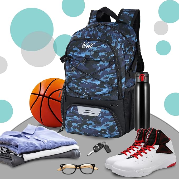 WOLT Basketball Backpack Large Sports Bag with Separate Ball Holder & Shoes Compartment, Best for Basketball, Soccer,Gym - Image 5