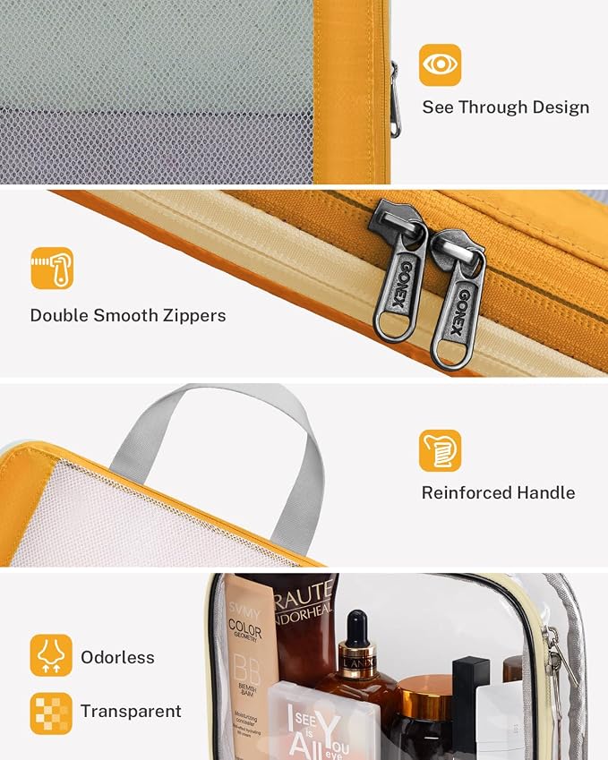 Gonex 8 Set Expandable Mesh Packing Cubes for Travel - Compression Packing Organizers with Toiletry, Laundry, Shoe & Cable Bags - Orange - Image 5