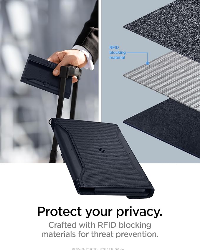 Spigen Life for Passport Card Cover Holder with RFID Blocking Technology Wallet Travel Documents Organizer Protector Accessories, SIM Card Pin Included - Image 4