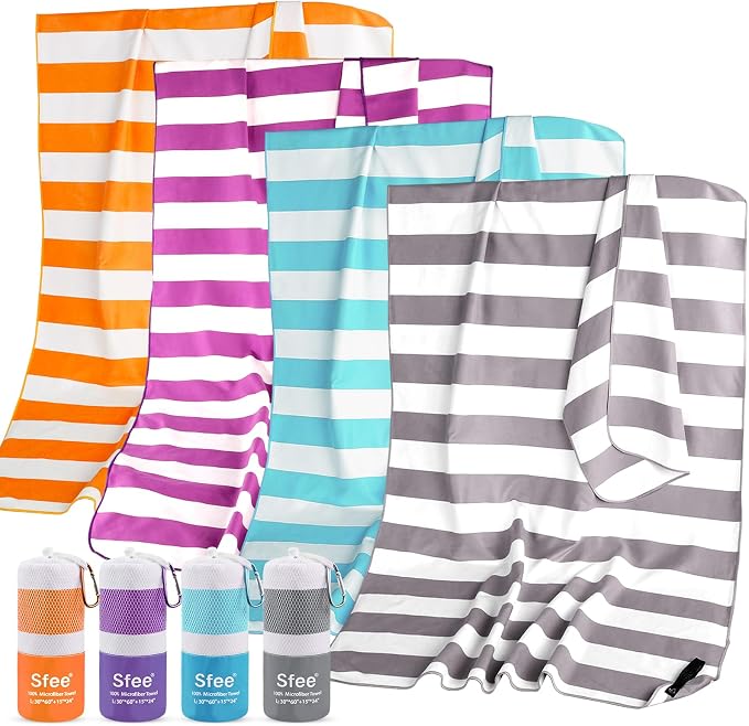 Sfee 2 in 1 Microfiber Beach Towel, Quick Dry Towel Camping Towel Travel Towel Super Absorbent Compact Lightweight Sports Gym Towels Set for Beach, Gym, Hiking, Pool, Backpacking, Bath, Yoga by Sfee