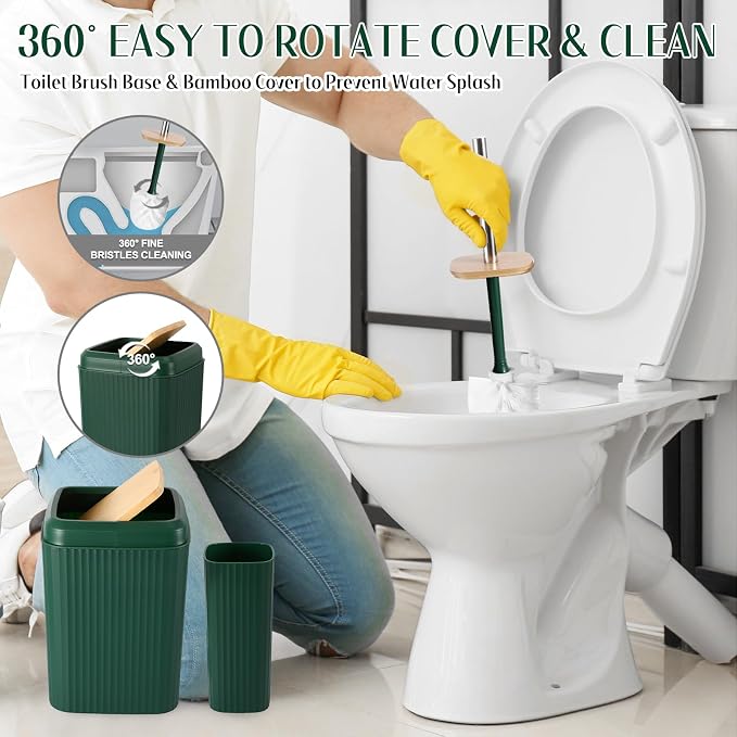 XLHOMO Bathroom Set 17PCS Bathroom Accessories with Trash Can 3PCS Lotion Soap Dispenser,Bathroom Accessories Set Green Bathroom Sets for Bathroom Decor - Image 5