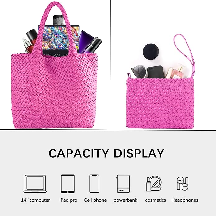 JINMANXUE Fashion Woven Bag Shopper Bag Travel Handbags and Purses Women Tote Bag Large Capacity Shoulder Bags - Image 5