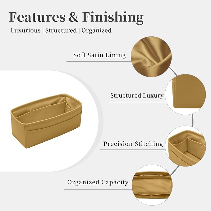 Satin Purse Organizer for Birkin 35, Biscuit | Custom Fit, Multiple Pockets, Lightweight Purse Essentials, Ideal for Travel, Shopping, and Daily Use - Image 6