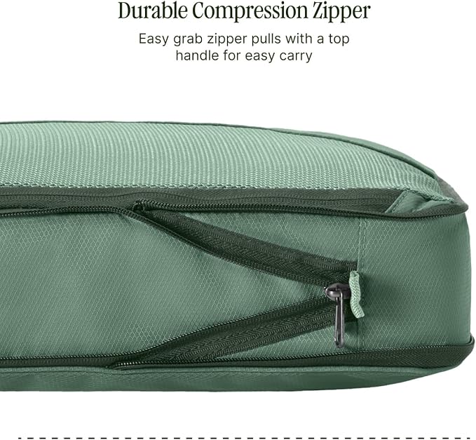 Eagle Creek Pack-It Reveal Compression Cube Set - Compact Packing Cube Set for Travel - Durable Suitcase Organizers - Sustainable Materials - Easy-Grab Zipper Pulls - Small/Medium - Willow Green - Image 5