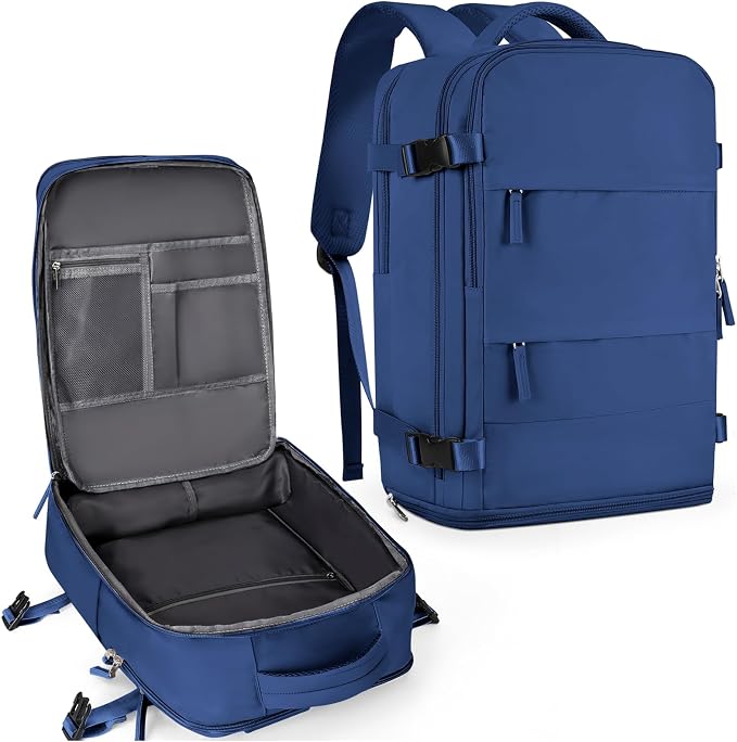 coowoz Large Travel Backpack For Women Men,Carry On Backpack Flight Approved,Hiking Backpacks Outdoor Rucksack Casual Daypack Travel Bag Essentials Personal Item Backpack (Royal Blue L) by coowoz
