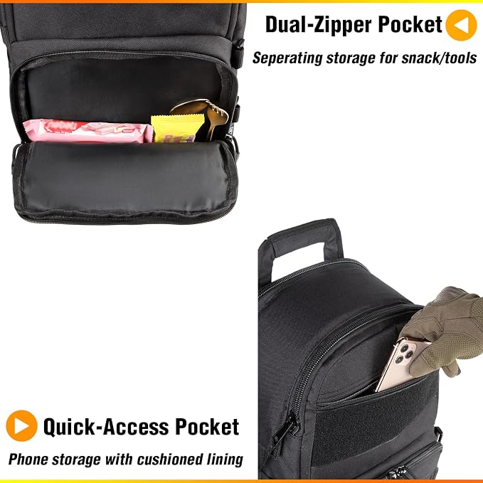 DBTAC Tactical Lunch Backpack, Large Lunch Cooler for Men Women | Backpack Coolers insulated for Work Picnic Travel (Charcoal Camo, 24-Cans) - Image 7