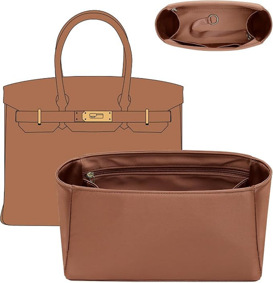 Doxo Professional Satin Purse Insert for Birkin 30 - High-End Bag Shaper with Silky Smooth Surface - Hermes Birkin 30 Insert Organizer with Multicolor Options (BR30, Gold) by Doxo
