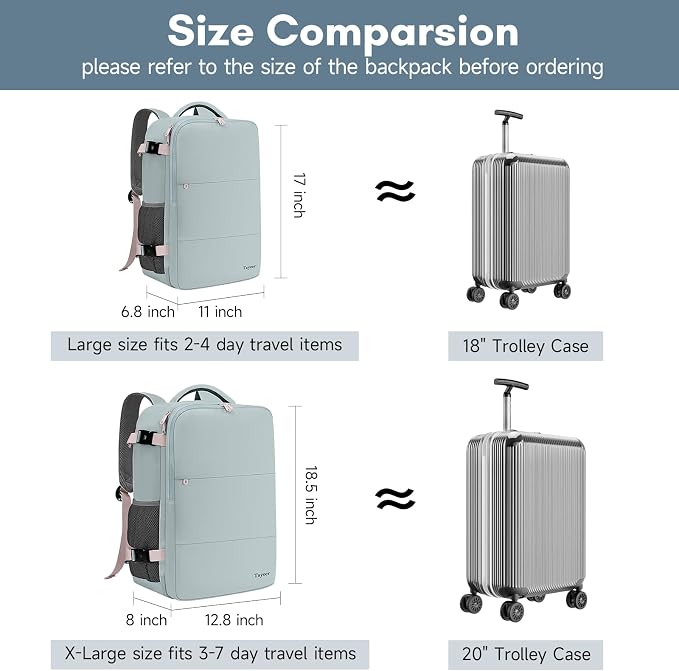 Taygeer Personal Item Backpack for Men Women, Travel Backpack Carry on | Carry on Luggage Flight Approved with Water Bottle Pocket & Shoe Pouch, Large Weekender Work Bag for Hiking Gift, Gray Powder - Image 6
