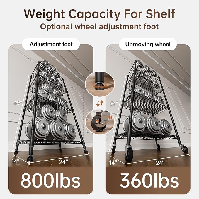 Golpart 4 Tier Shelves Storage Shelf Wire Closet Bathroom Organizers Metal Pantry Kitchen Garage Shelving Unit Laundry Room Organization Home Rack Net Basket Black with Wheels 14”D X 24”W X 48.9”H - Image 6