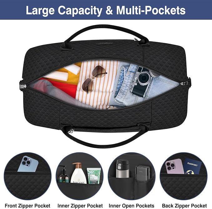 ITIEZY Weekender Overnight Bag for Women - Large Travel Duffel Bag with Shoe Compartment, Gym Duffel Bag Hospital Bag Carry On Tote Bags for Airplanes with Crossbody Bag Toiletry Bag 3Pcs Set - Image 4