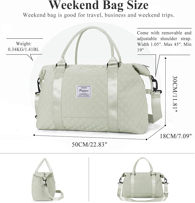 Travel Duffel Bag, Carry On Overnight Weekender Bags for Women | Travel Bag with Wet Pocket & Trolley Sleeve, For Spirit Airlines 18x14x8 Personal Item Bag - Image 3