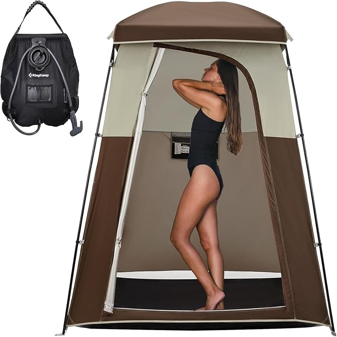KingCamp Shower Tent, Portable Privacy Tent Outdoor Camping 1/2 Room Toilet Tents with Shower Bag & Dressing Room for Beach, Camping & Hiking by KingCamp