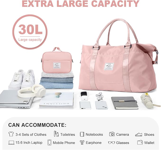 Travel Duffel Bag, Carry On Overnight Weekender Bags for Women | Travel Bag with Wet Pocket & Trolley Sleeve, For Spirit Airlines 18x14x8 Personal Item Bag - Image 3