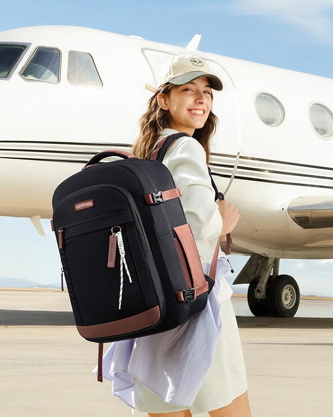 LOVEVOOK 40L Travel Backpack for Men & Women, Airline Approved Carry On Luggage, TSA Personal Item Bag fits 15.6 Inch Laptop, Waterproof Weekender Overnight Suitcase for Work, Black - Image 7
