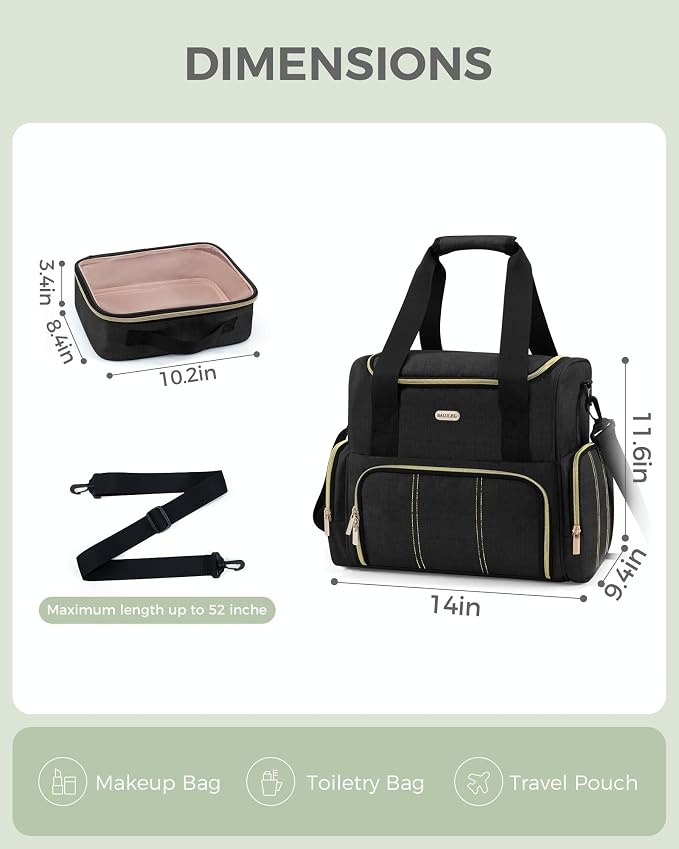 BALULHG Large Travel Makeup Bag with 2 Removable Cases, Cosmetic Bag with Multiple Storage Sections, with Multiple Storage Sections,Double Layer Big Travel Make Up Organizer Case,Travel Toiletry Bag - Image 2
