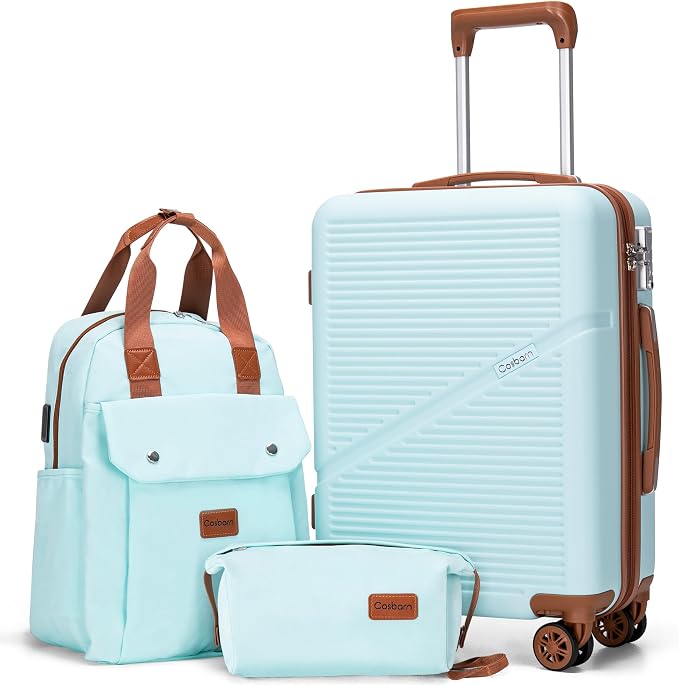 Cosbarn Carry On Luggage 22x14x9 Airline Approved, 20 Inch Carry on Suitcases with Wheels, ABS Lightweight Carry-on Luggage, Travel Suitcase Set with Wheels and TSA Lock by Cosbarn