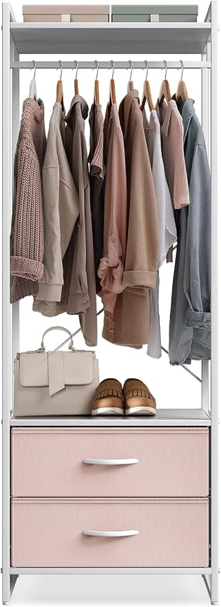 Sorbus Premium Cothing Rack with Drawers - Heavy Duty Wardrobe Closet with Metal Frame & Wooden Top - 70Inch Tall Garment Rack- Lightweight Freestanding Coat Closet - Multipurpose for Hallway, Bedroom by Sorbus