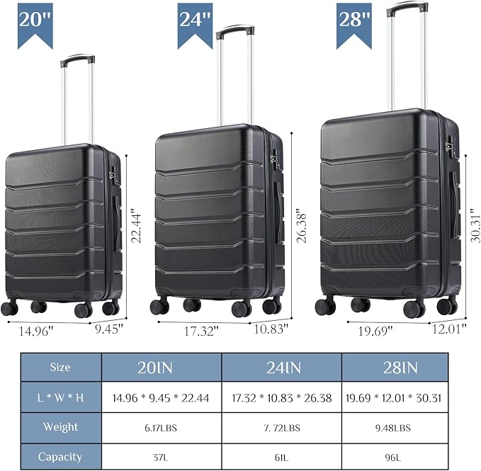 OLIXIS 24 Inch Luggage, Hardside Suitcase with Spinner Wheels, Lightweight ABS Hard Shell Checked Luggage, TSA Approved Lock, Expandable Medium Suitcase for Travel & Business–Black - Image 8