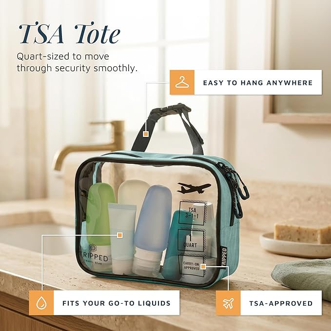 Toiletry Bag Kit 3 Piece Set: Hanging Travel Toiletry Bag + 311 TSA Cosmetic Liquid Bag + Accessory Organizer Pouch - Image 4