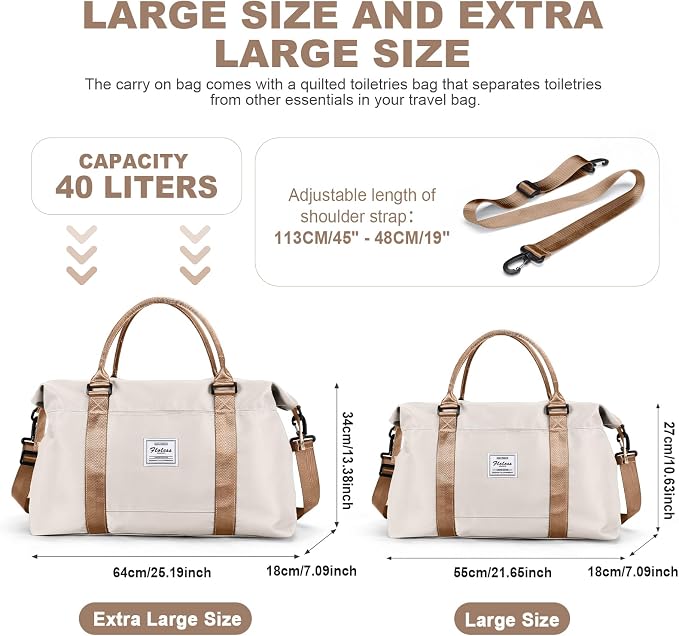 Travel Duffel Bag, Carry On Overnight Weekender Bags for Women | Travel Bag with Wet Pocket & Trolley Sleeve, For Spirit Airlines 18x14x8 Personal Item Bag - Image 3
