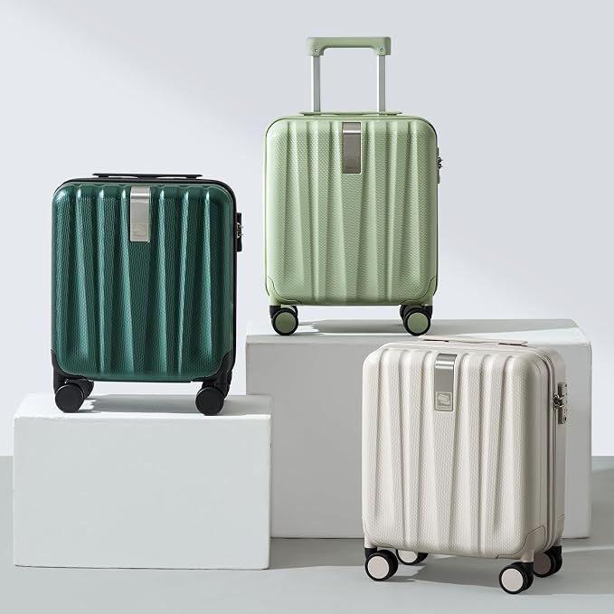 Hanke 16 Inch Underseat Carry on Luggage with Wheels,Small Hard Shell Suitcases for Weekender,Travel Approved Lightweight Travel Luggage Suitcase for Womem Men,Bamboo Green. - Image 7