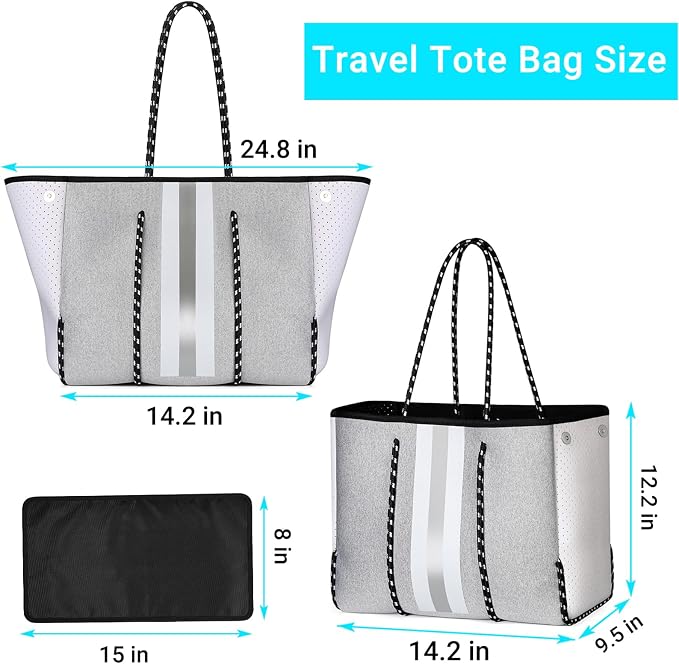 IBFUN Neoprene Bag, Large Multipurpose Beach Bag Neoprene Tote Bag with Inner Pocket for Women/Pool - Image 6