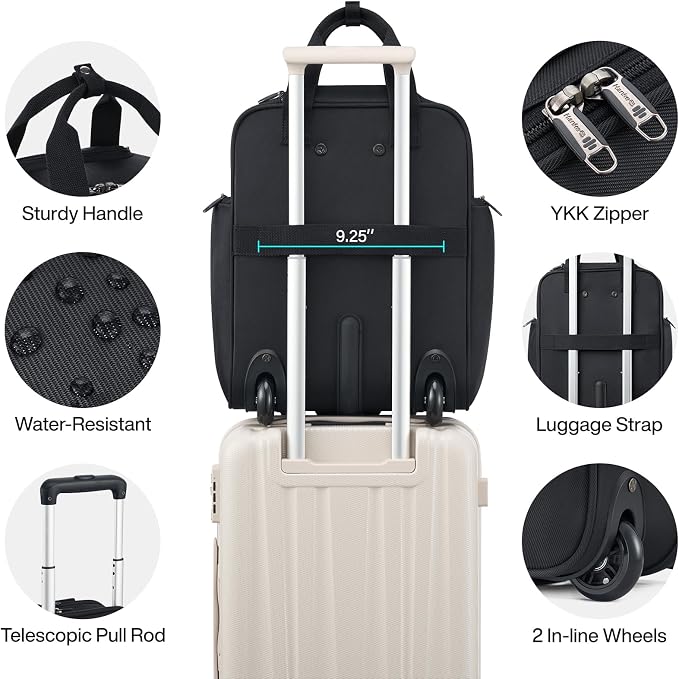 Hanke 16 Inch Underseat Carry On Luggage With Wheels, Small Rolling Suitcase Lightweight Under Seat Carry On Bag, Airline Approved Personal Item Overnight Softside Travel Luggage Bag,Black - Image 4