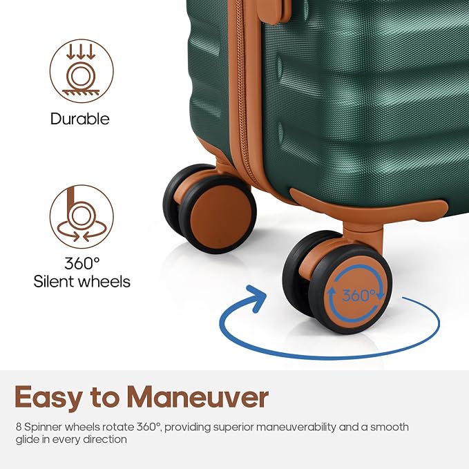 3 Piece Luggage Set, Durable ABS Hardshell Carry On Suitcase Set with Silent Spinner Wheels, YKK Zipper & TSA Lock, Lightweight Large Travel Checked Luggage,20/24/28 Inch - Image 3