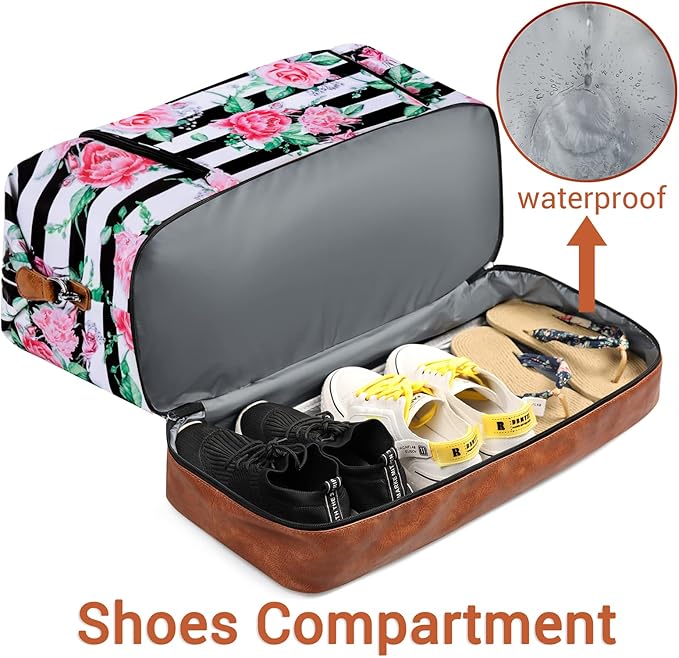 Travel Weekender Bag for Women, 21" Overnight Bag with Shoe Compartment 50L Large Travel Duffel Bag Carry On Tote for Weekend, Overnight, Business Trips, Water Resistant - Image 4