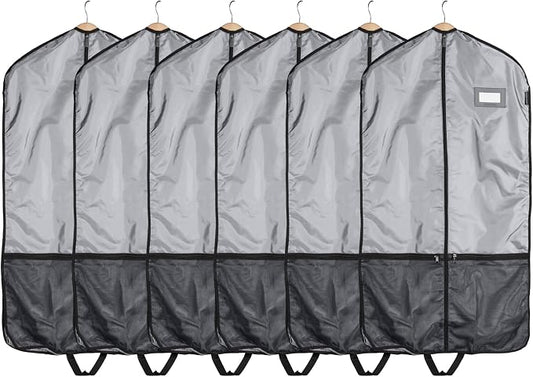 Covermates Deluxe Garment Bag Set for Closet Storage & Travel – Heavy Duty Hanging Suit & Dress Bags with ID Window, Accessory Pockets & Carrying Handles – Premium Wardrobe Protection, Grey by Covermates