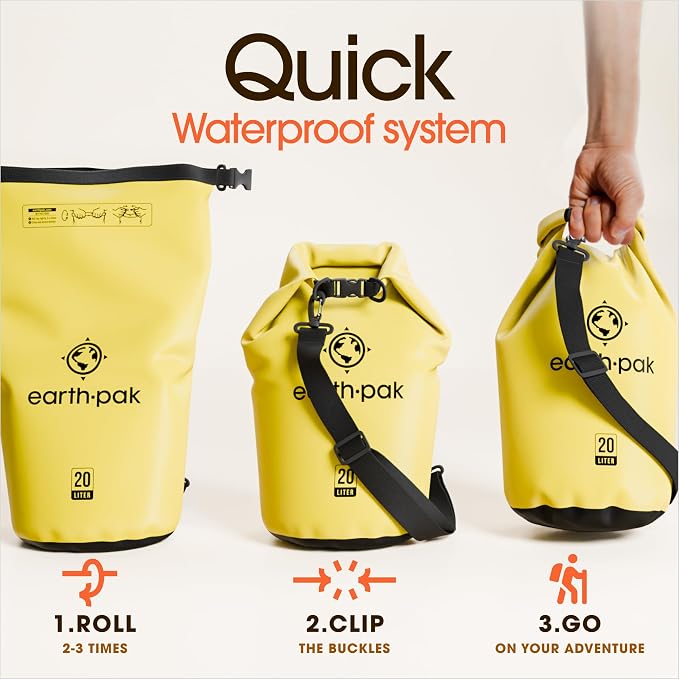 Earth Pak Waterproof Dry Bag - Roll Top Waterproof Backpack Sack Keeps Gear Dry for Kayak with Waterproof Phone Case - Image 5