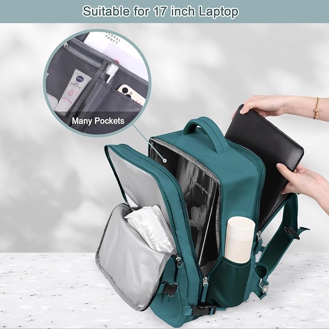 Sinaliy Travel Backpack for Men, 40L Carry On Backpack, 17 Inch Laptop Backpack, Waterproof Backpack, College Bookbag, Person Item Flight Approved Trave Bag for Women | Waterproof Large Expandable College Bookbag, as Person Item Flight Approved with An... - Image 6