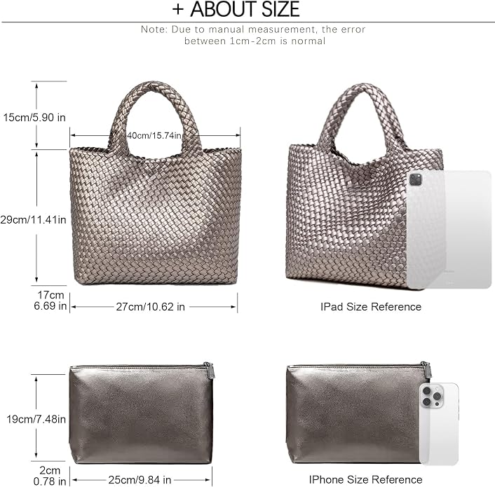 JINMANXUE Fashion Woven Bag Shopper Bag Travel Handbags and Purses Women Tote Bag Large Capacity Shoulder Bags - Image 4