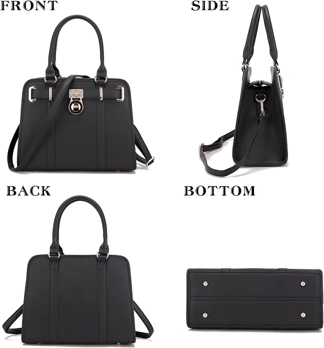 Qiyuer Structured Satchel Tote Handbags Set Women Purses with RFID Wallet | Premium, Sturdy, Spacious, Chic for Daily & Work, Vegan PU Leather, Multi-way Carry, Large Capacity RFID Wallet, Ideal Gift - Image 3