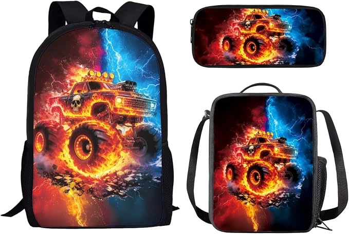 AFPANQZ Kids Backpack 3 Pieces Set Large Capacity School Bags with Heat Insulated Lunch Bags Small Pencil Bags 3 Pack by AFPANQZ
