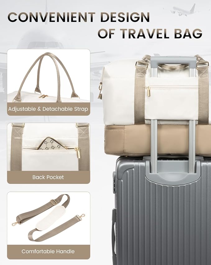 LOVEVOOK Travel Bag Weekender Bags for Women, Carry on Overnight with Shoe Compartment,Duffle with Laptop Pocket,Hospital Bag for Labor Delivery,Gym Tote with Toiletry - Image 6