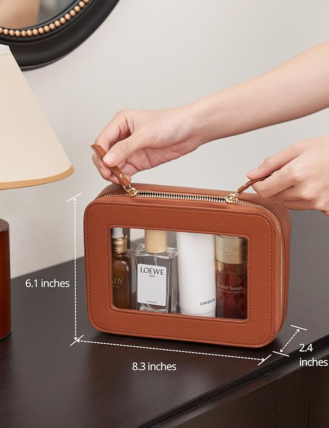 Popvibe Clear Makeup Bag Toiletry Case Travel Transparent Cosmetic Bag with Zipper, Portable Make Up Organizer Traveling Compact Car Bag for Essentials - Image 3